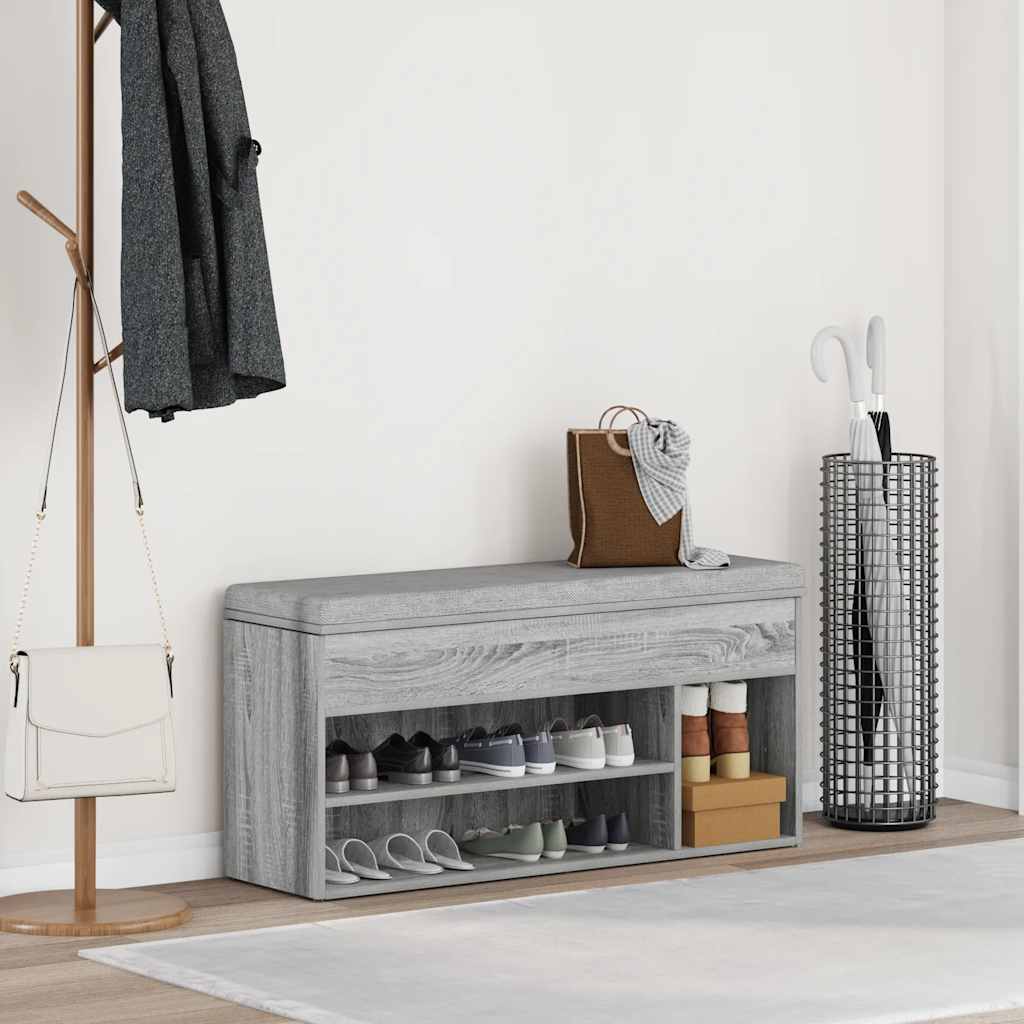 Schuhbank Grau Sonoma 102x30,5x45 cm Holzwerkstoff