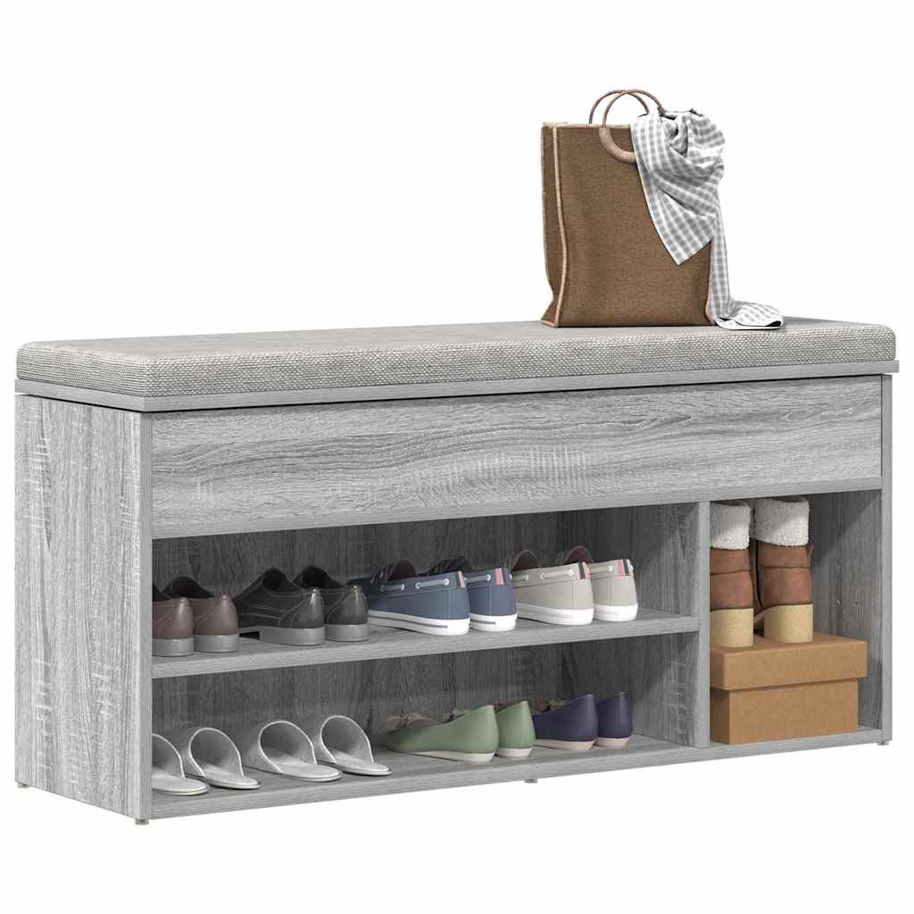 Schuhbank Grau Sonoma 102x30,5x45 cm Holzwerkstoff