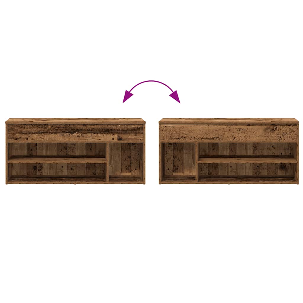 Schuhbank Altholz-Optik 102x30,5x45 cm Holzwerkstoff