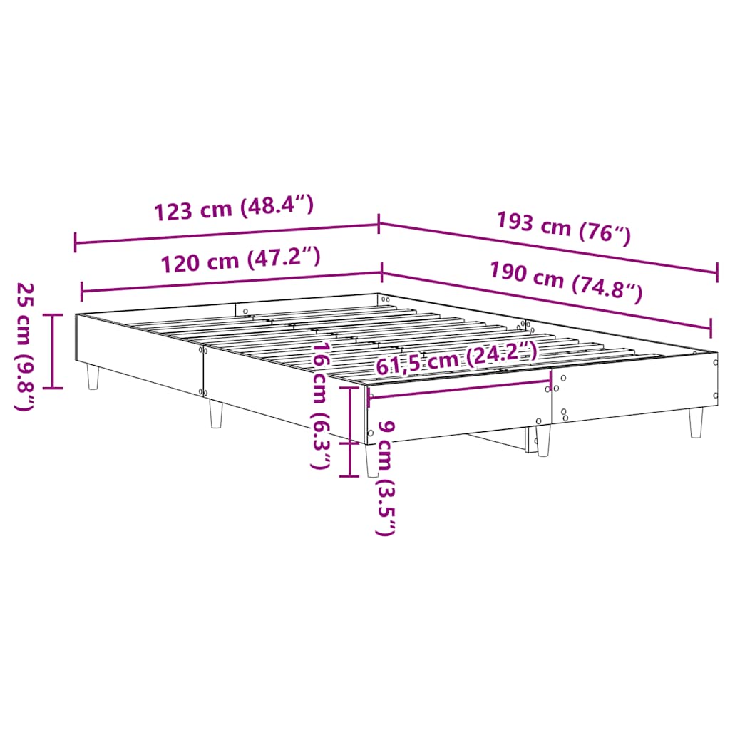 Bettgestell ohne Matratze Artisan-Eiche 120x190cm Holzwerkstoff