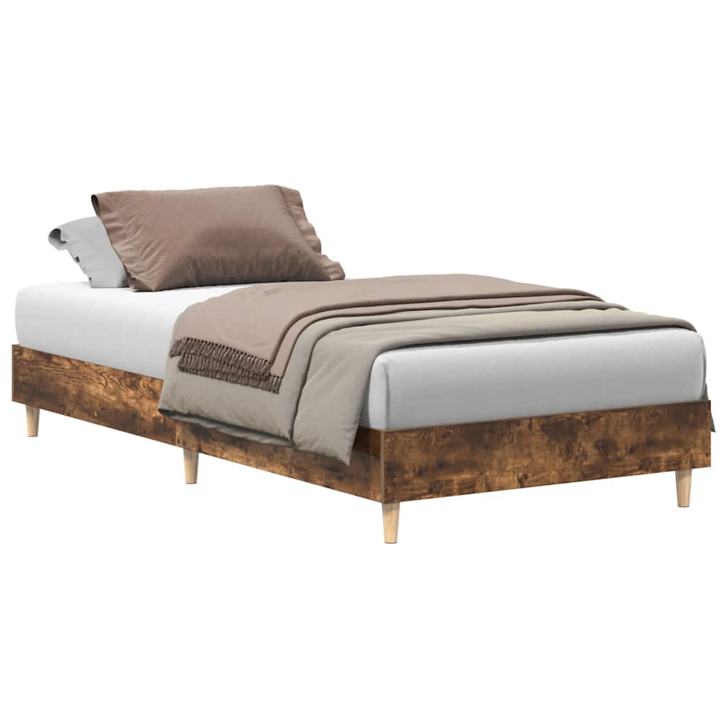 Bettgestell ohne Matratze Räuchereiche 90x190 cm Holzwerkstoff