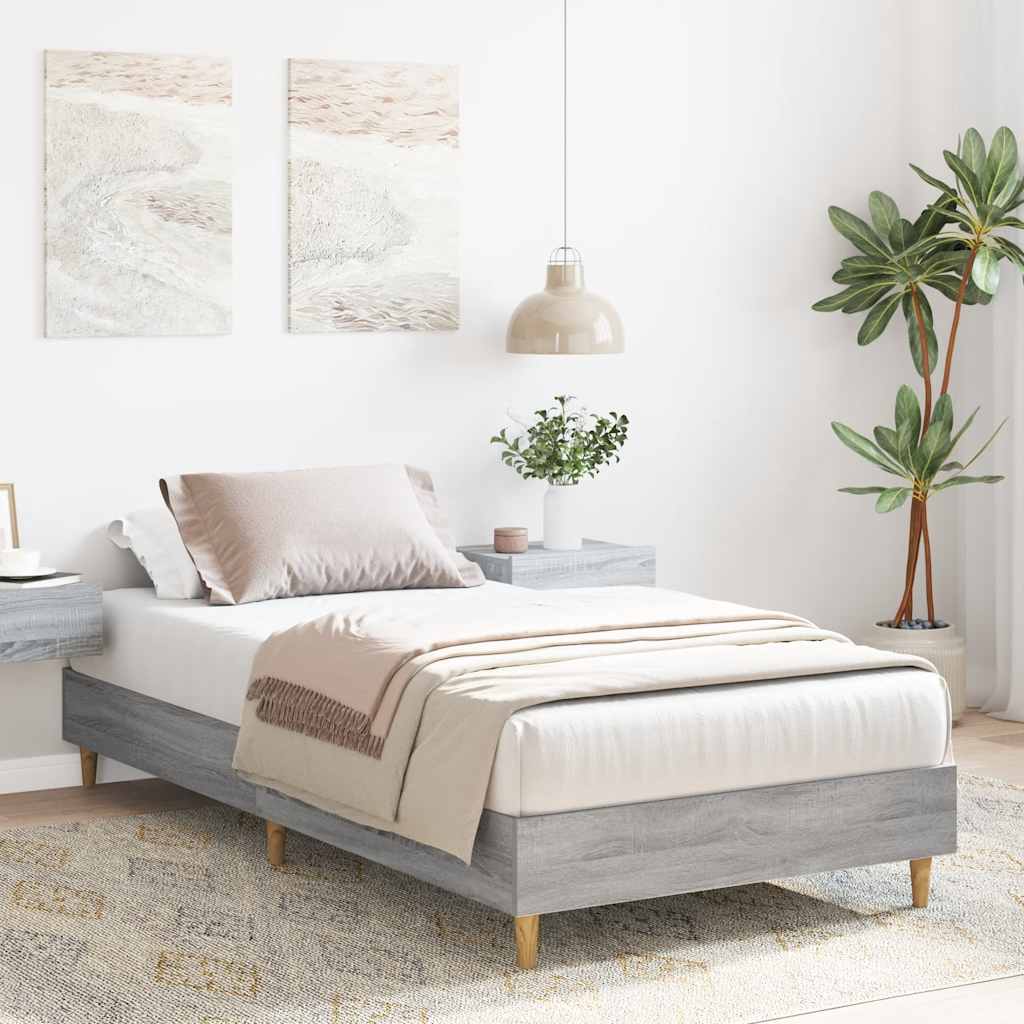 Bettgestell ohne Matratze Grau Sonoma 75x190 cm Holzwerkstoff