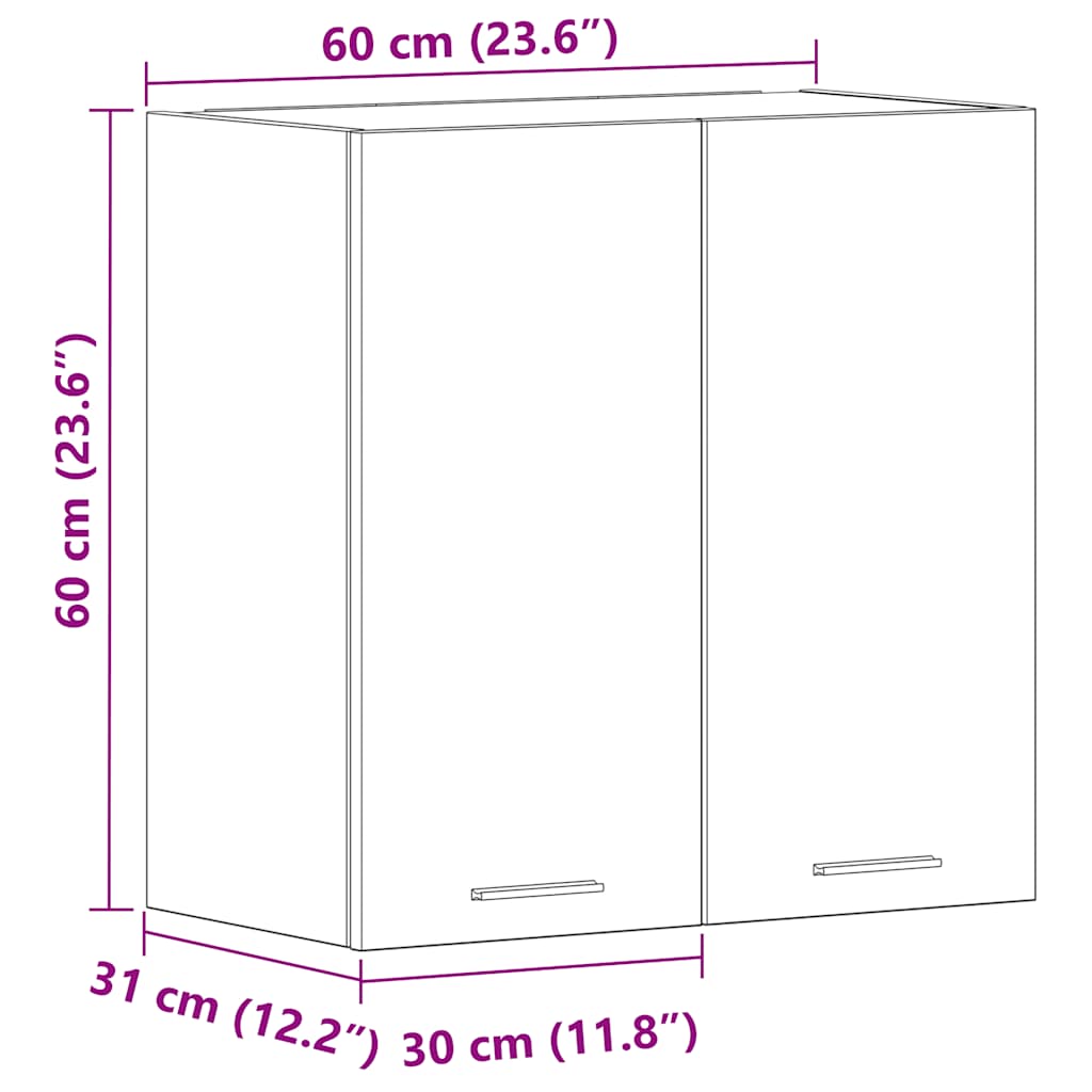 Küchenwandschrank Lyon Altholz-Optik 60x31x60 cm Holzwerkstoff
