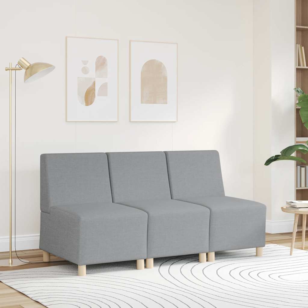 Modulares Sofa ohne Armlehnen Hellgrau 55 cm Stoff