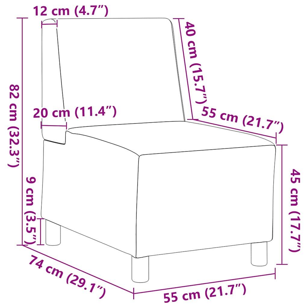 Modulares Sofa ohne Armlehnen Beige 55 cm Stoff