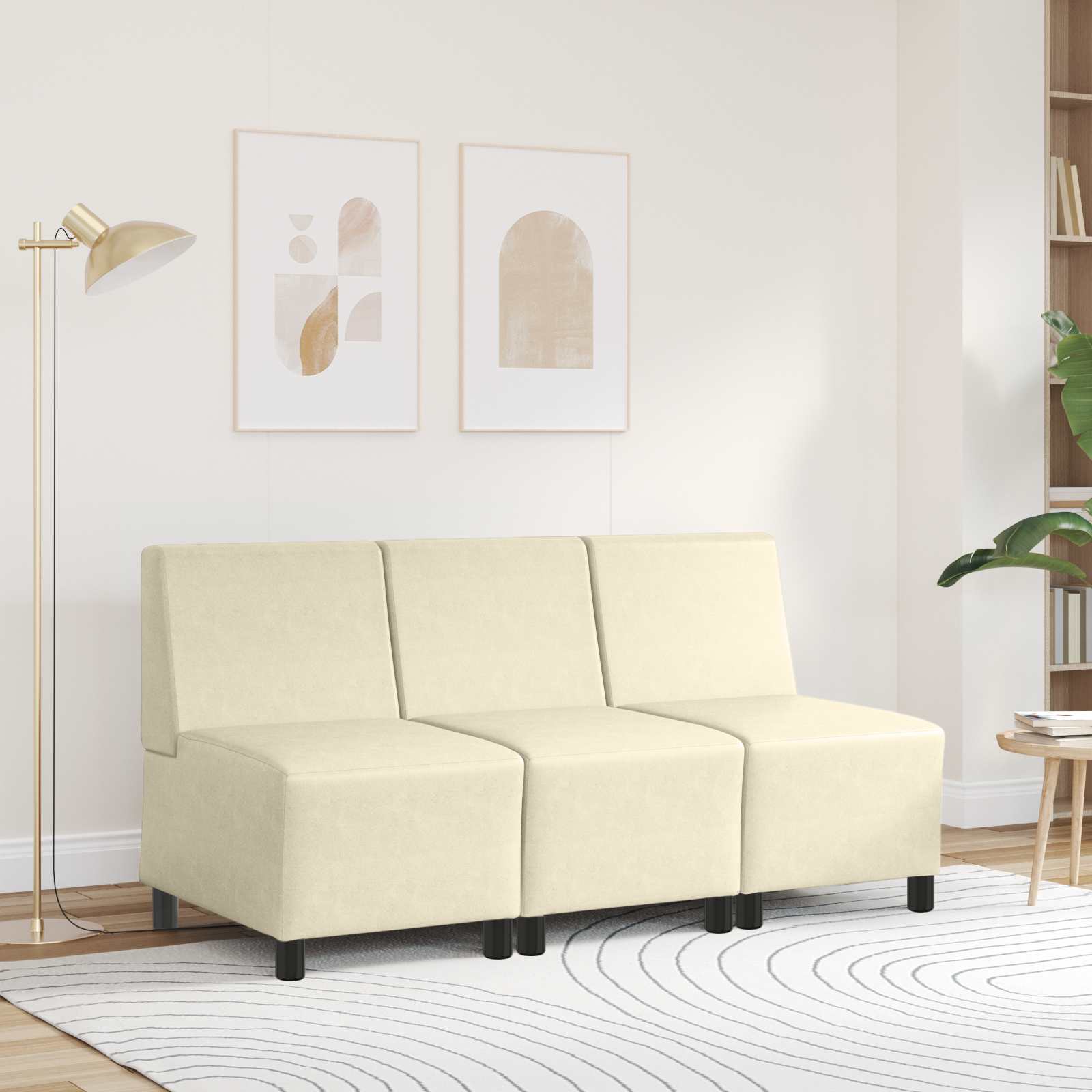 Modulares Armfreies Sofa Creme 55 x 74 x 82 cm Kunstleder