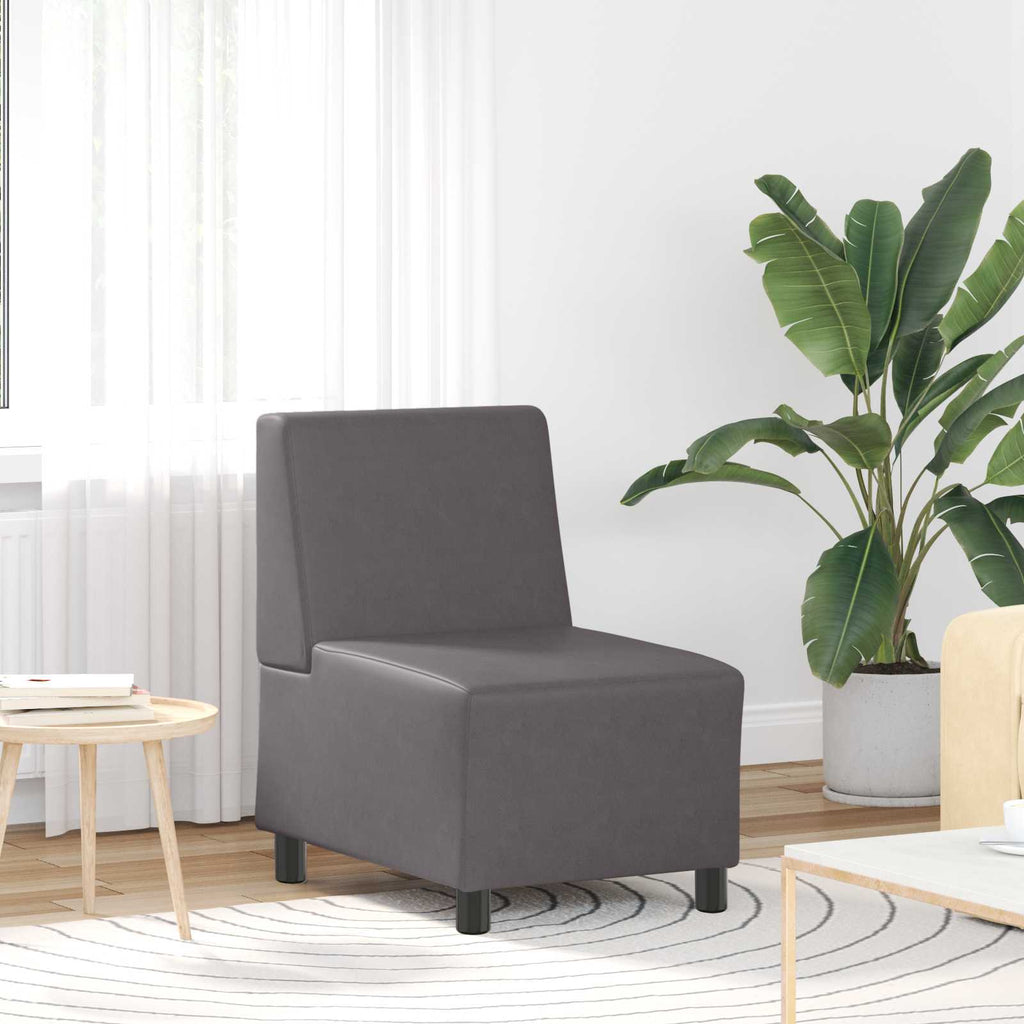 Modulares Armfreies Sofa Grau 55 x 74 x 82 cm Kunstleder