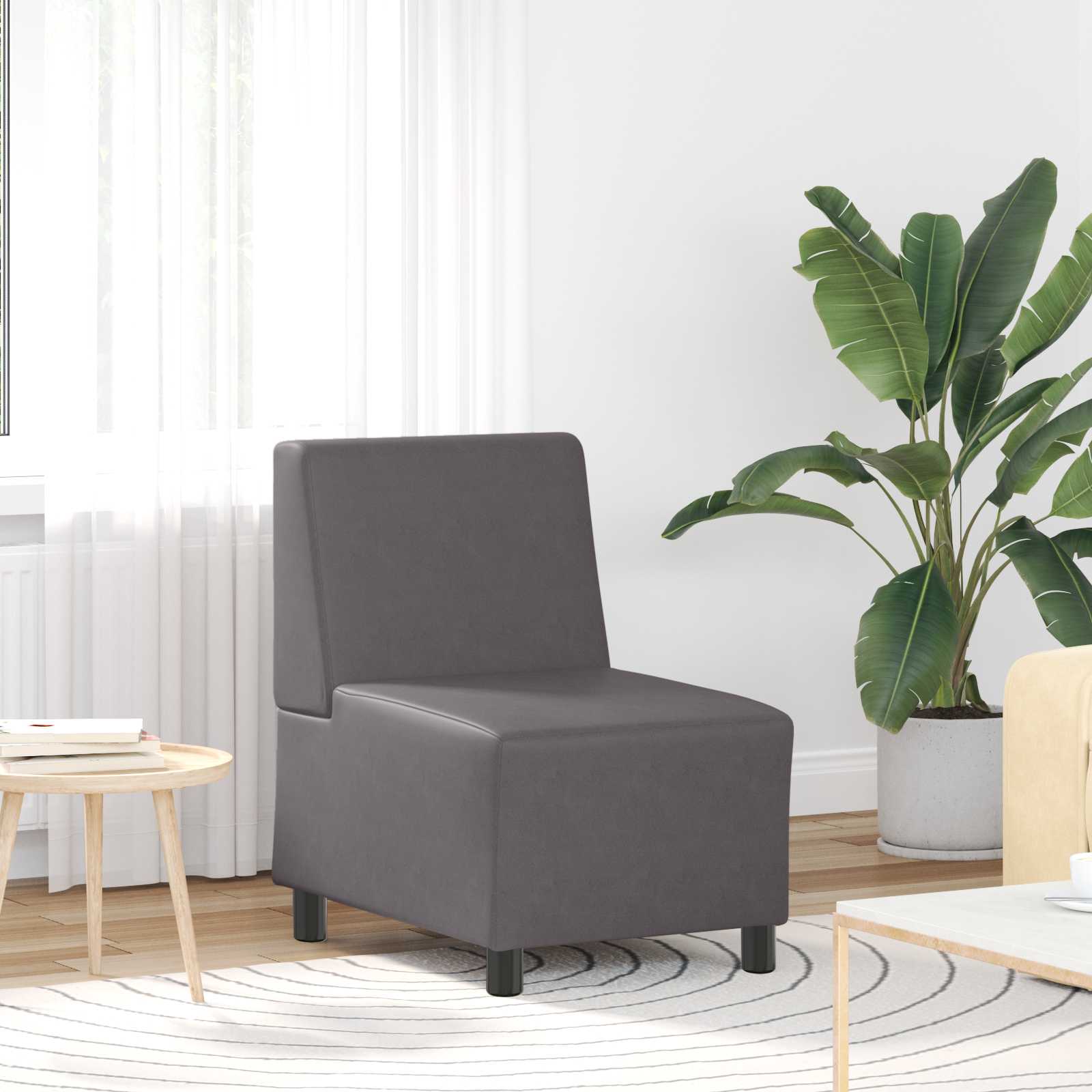 Modulares Armfreies Sofa Grau 55 x 74 x 82 cm Kunstleder