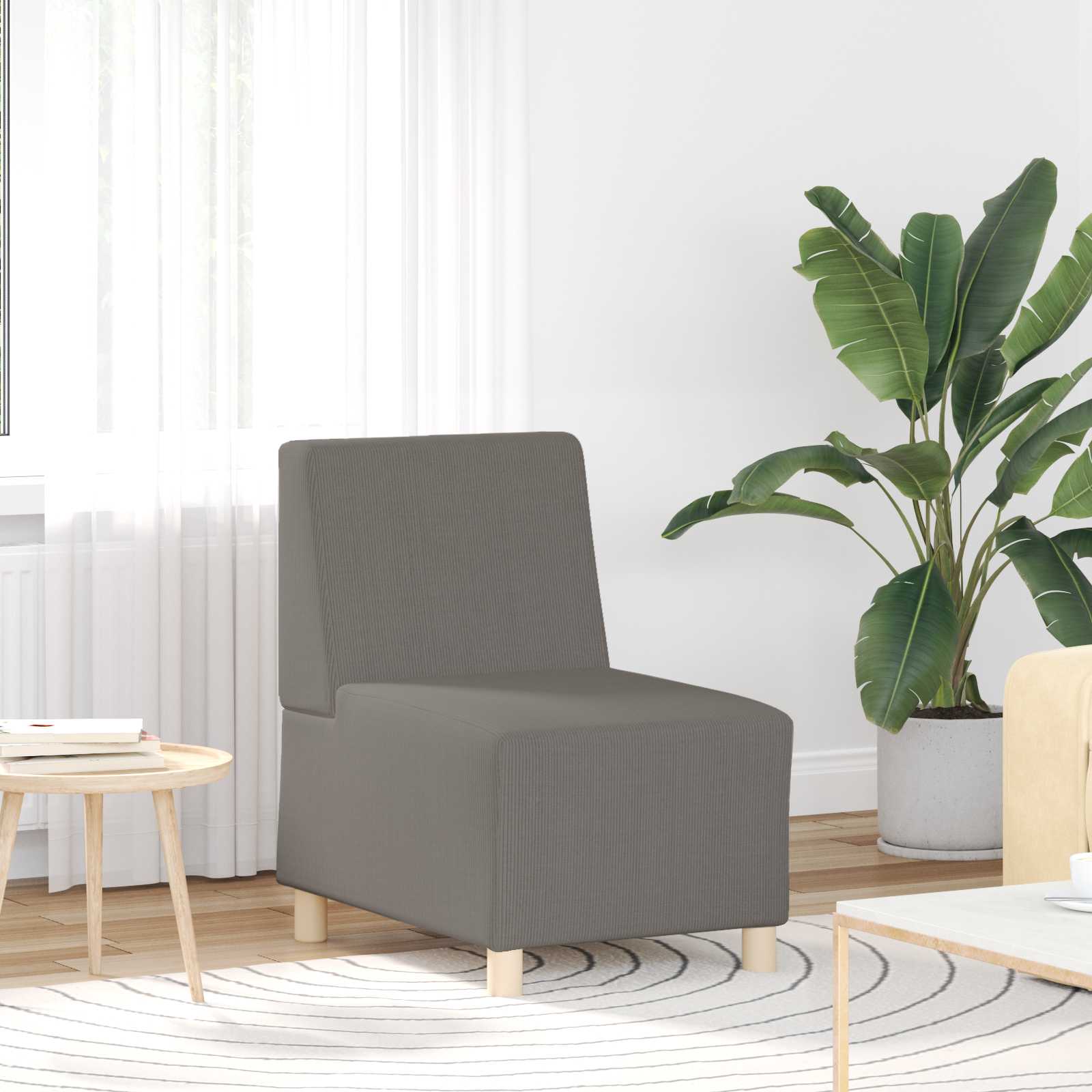 Modulares Armfreies Sofa Hellgrau 55 x 74 x 82 cm Cordstoff