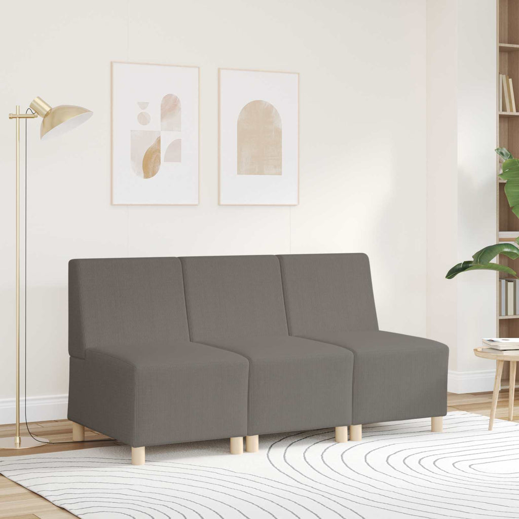 Modulares Armfreies Sofa Hellgrau 55 x 74 x 82 cm Cordstoff