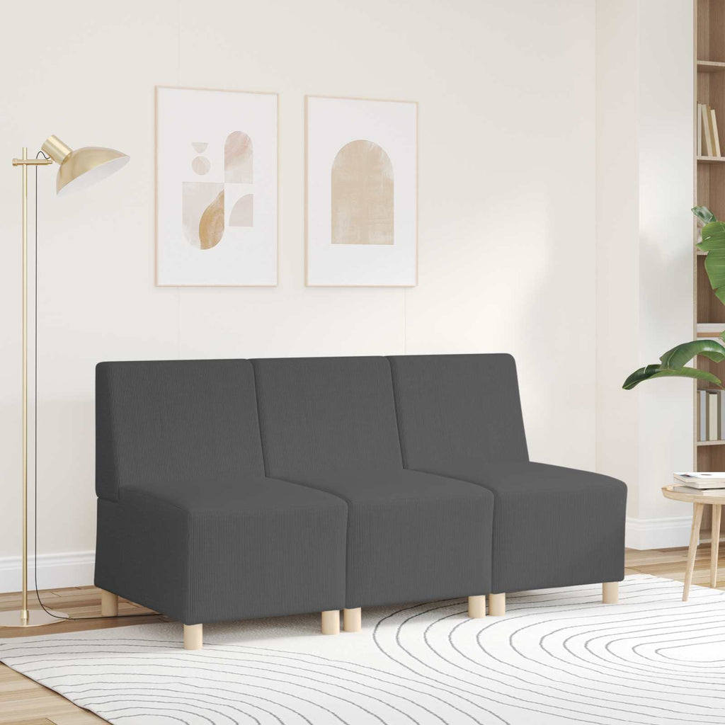 Modulares Armfreies Sofa Dunkelgrau 55 x 74 x 82 cm Cordstoff