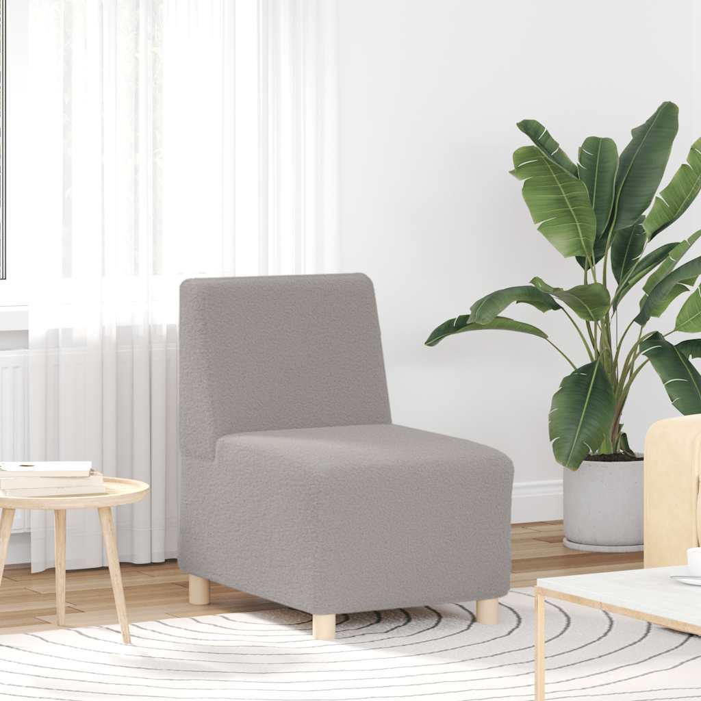 Modulares Sofa ohne Armlehnen Hellgrau 55 cm Gelockter Wollstoff