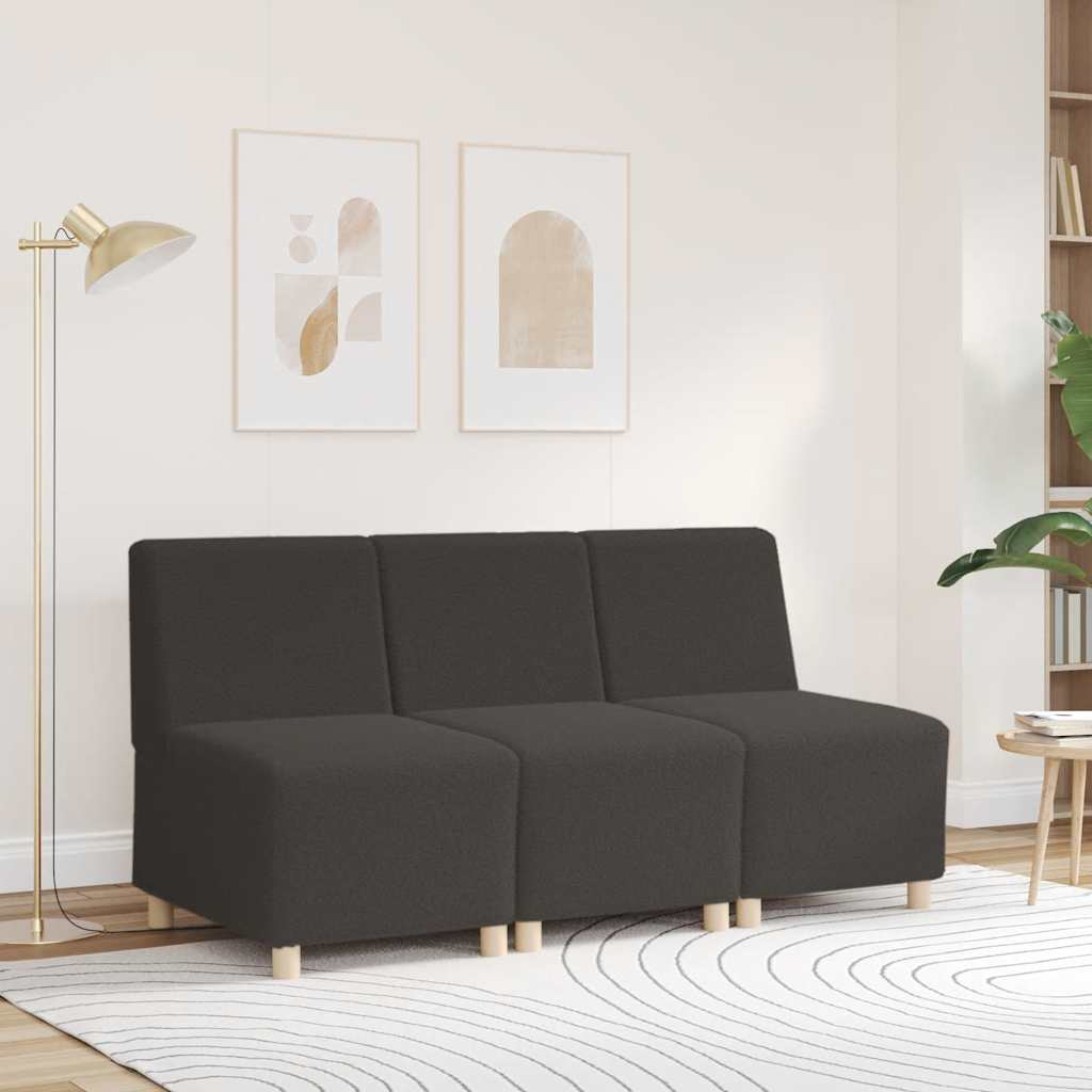 Modulares Sofa ohne Armlehnen Dunkelgrau 55 cm Gelockter Wollstoff