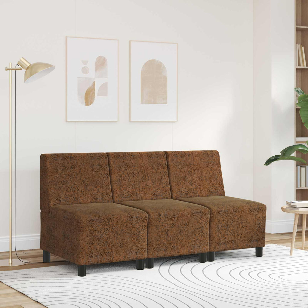 Modulares Armfreies Sofa Braun 55 x 74 x 82 cm Kunstwildleder