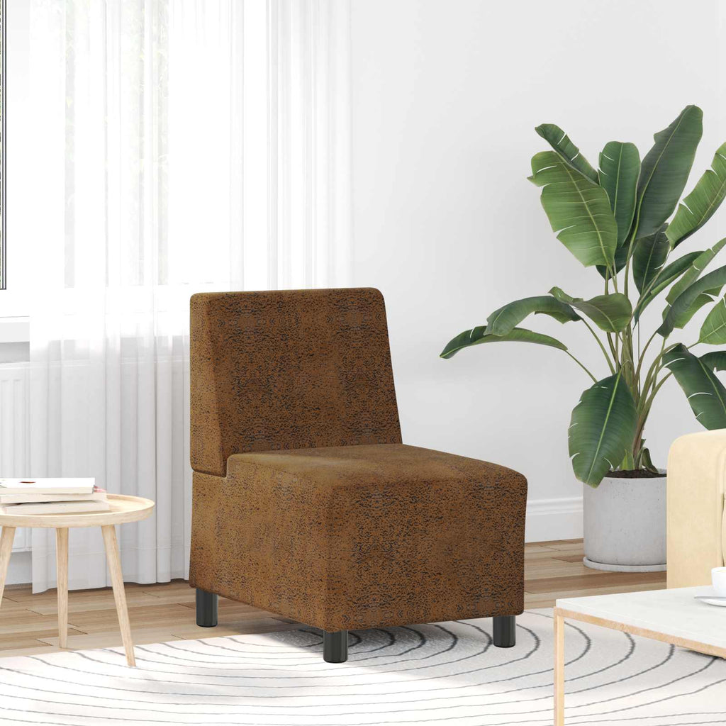 Modulares Armfreies Sofa Braun 55 x 74 x 82 cm Kunstwildleder