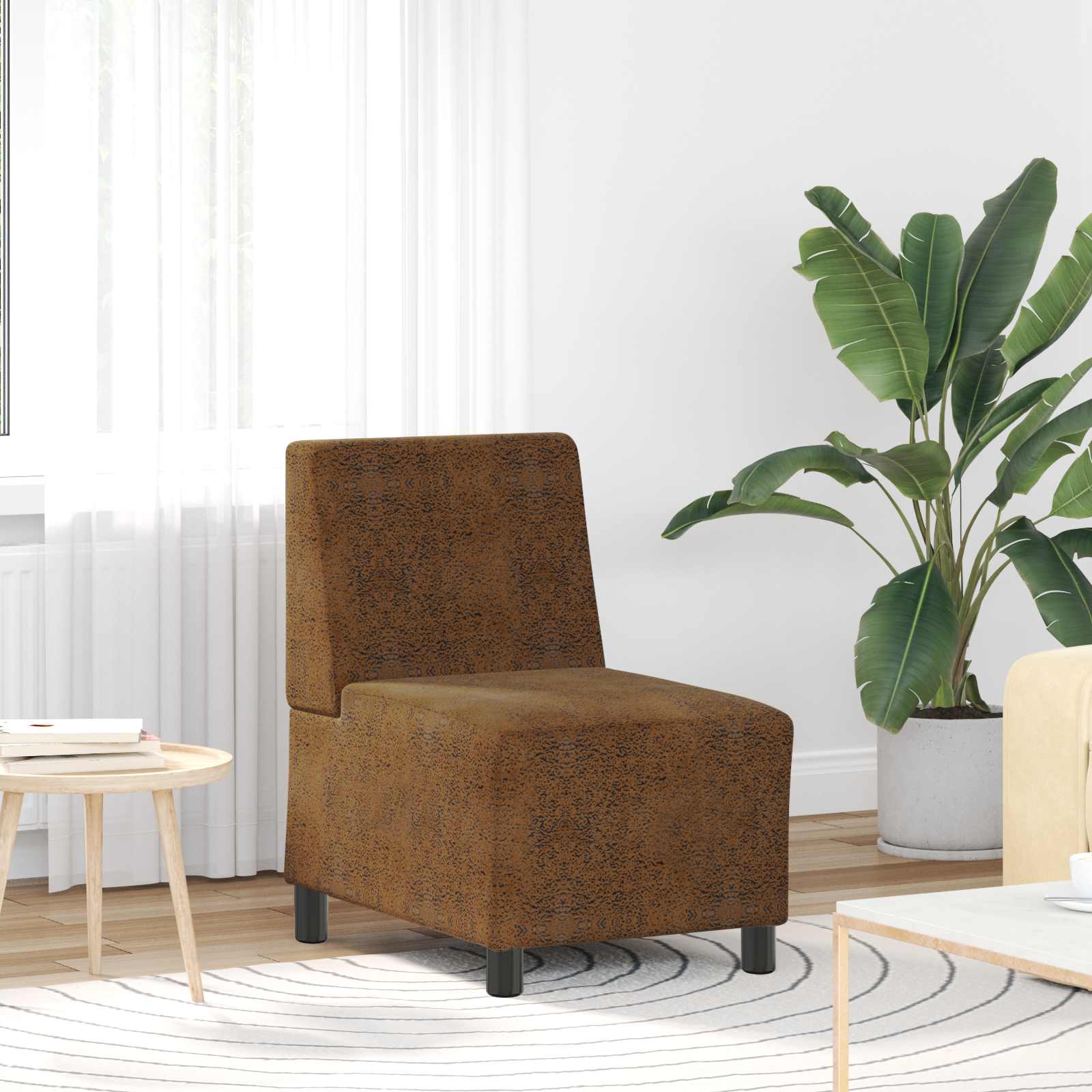 Modulares Armfreies Sofa Braun 55 x 74 x 82 cm Kunstwildleder
