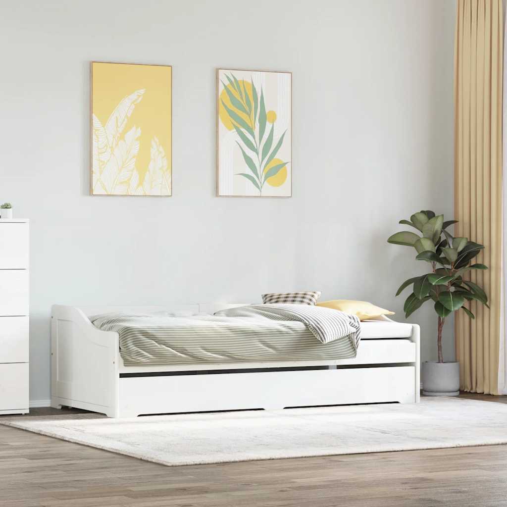 Tagesbett Ausziehbar ohne Matratze IRUN Weiß 90x200cm