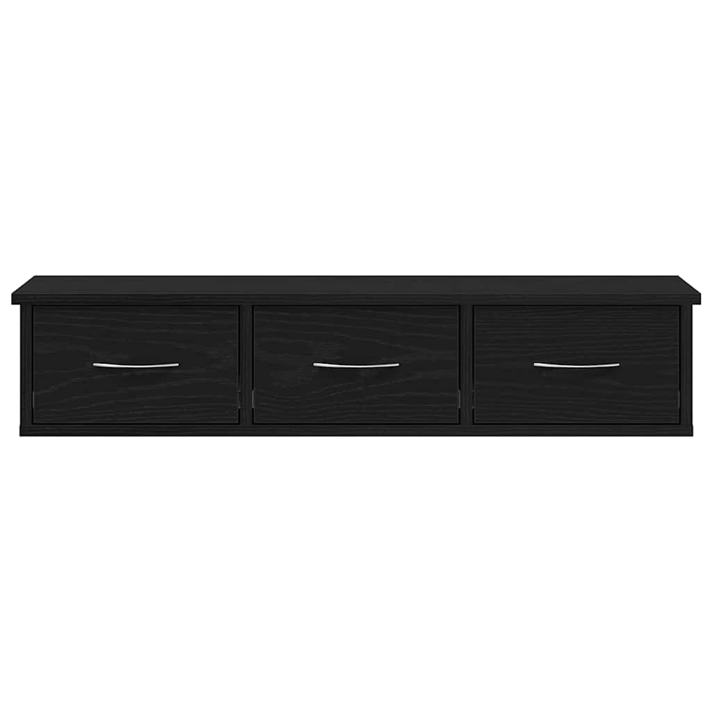 Wandschrank Schwarz Eichen-Optik 88x26x18,5 cm Holzwerkstoff