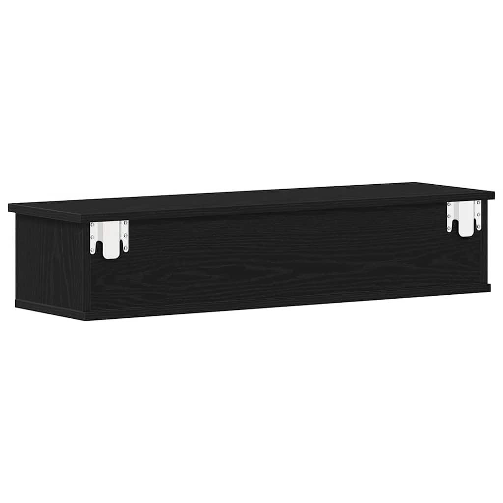 Wandschrank Schwarz Eichen-Optik 88x26x18,5 cm Holzwerkstoff