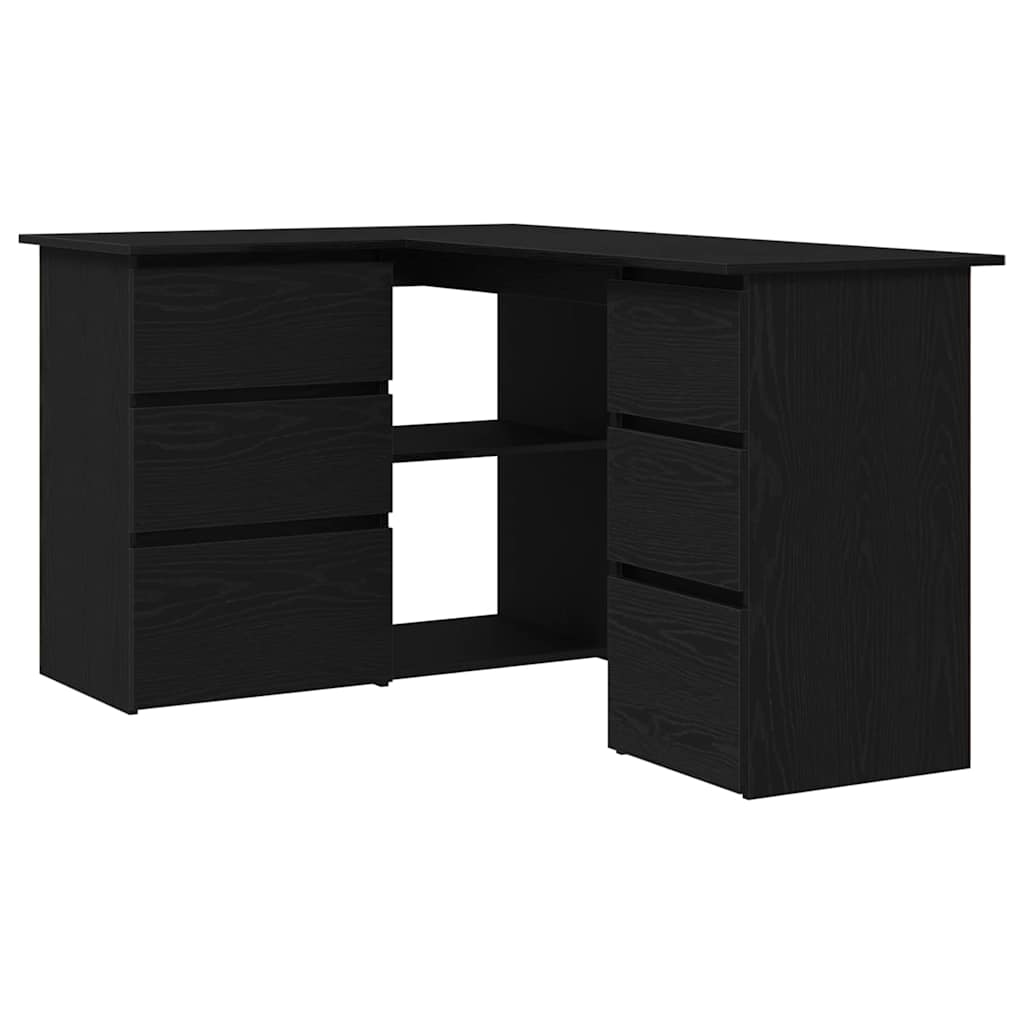 Schreibtisch mit Regal Schwarz Eichen-Optik 145 x 100 x 76 cm