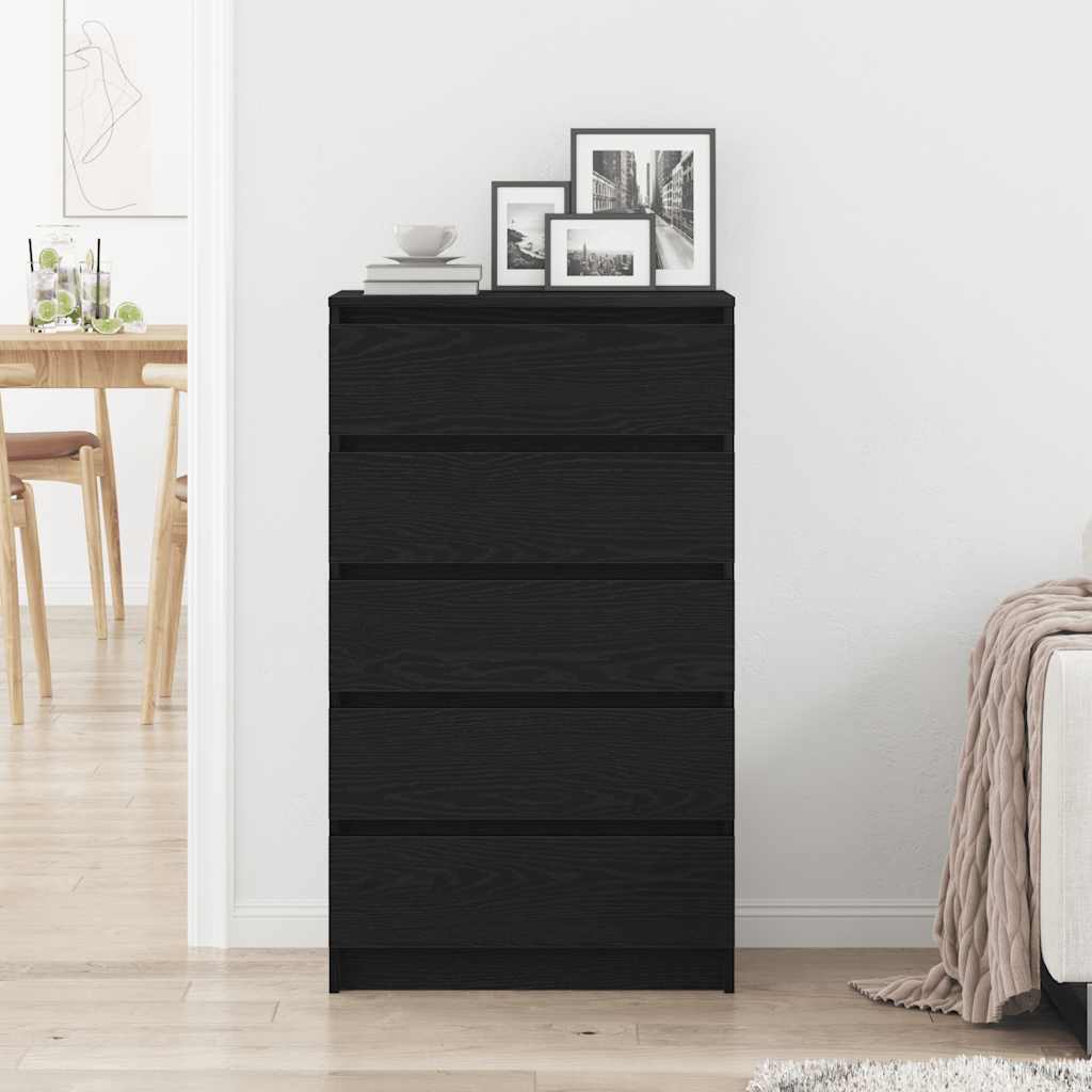 Schubladenschrank Schwarz Eichen-Optik 60x36x103 cm