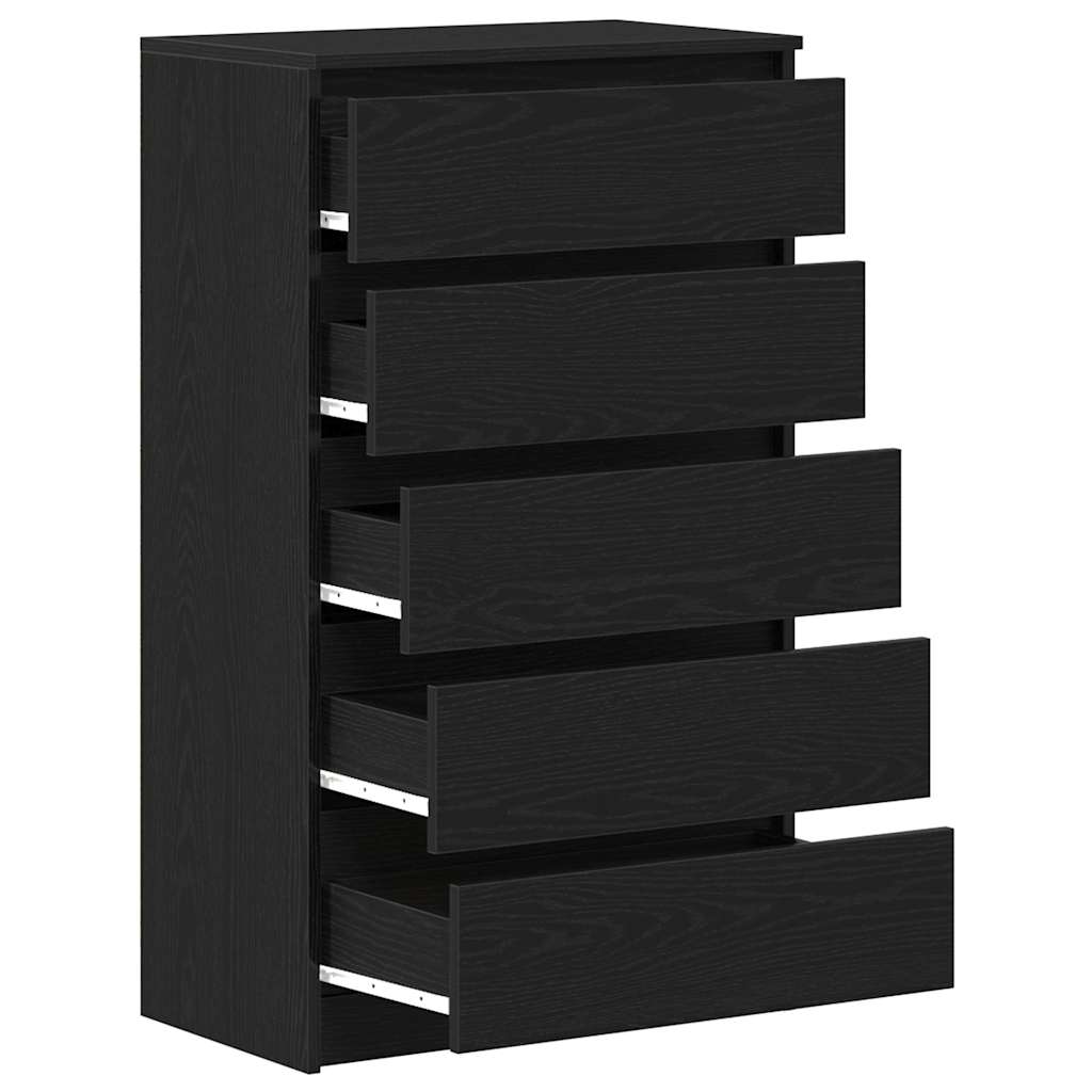 Schubladenschrank Schwarz Eichen-Optik 60x36x103 cm