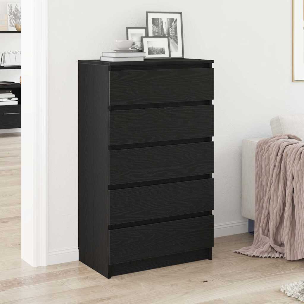 Schubladenschrank Schwarz Eichen-Optik 60x36x103 cm