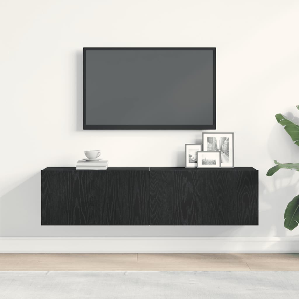 TV-Schrank Schwarz Eichen-Optik 120x30x30,5 cm Holzwerkstoff