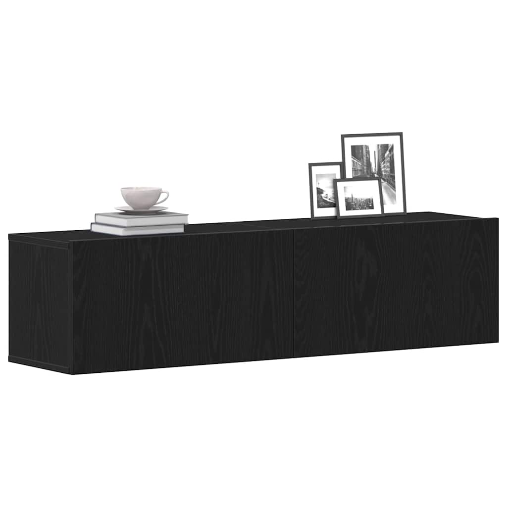TV-Schrank Schwarz Eichen-Optik 120x30x30,5 cm Holzwerkstoff