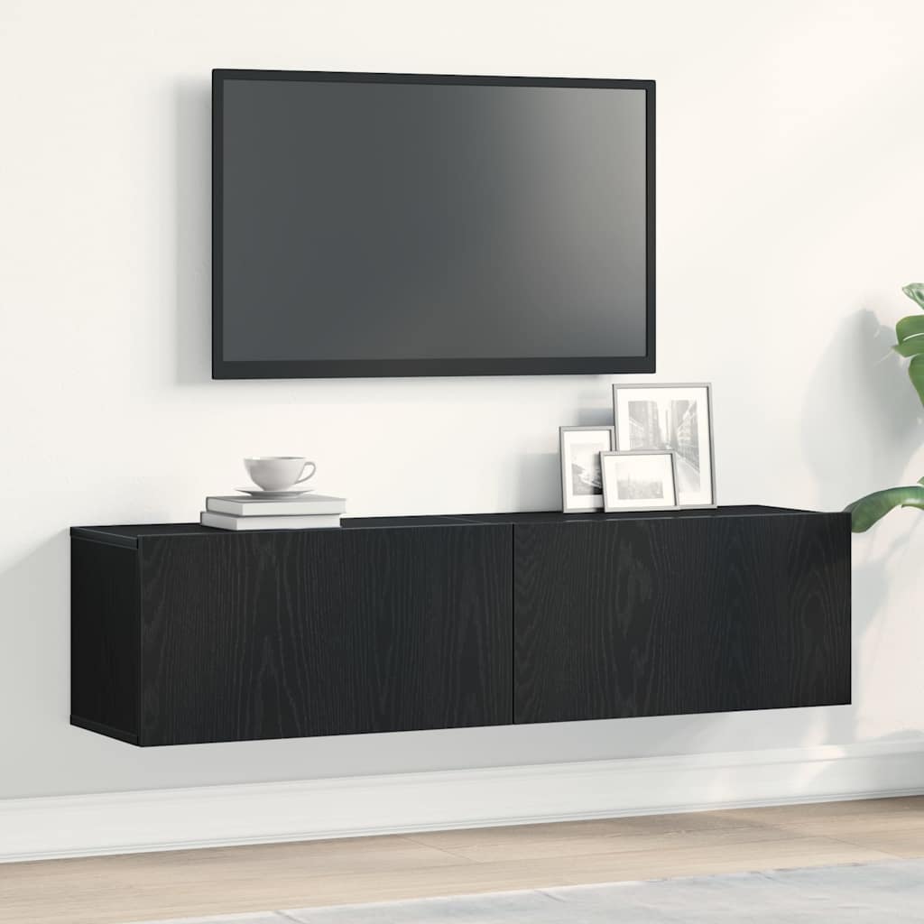 TV-Schrank Schwarz Eichen-Optik 120x30x30,5 cm Holzwerkstoff