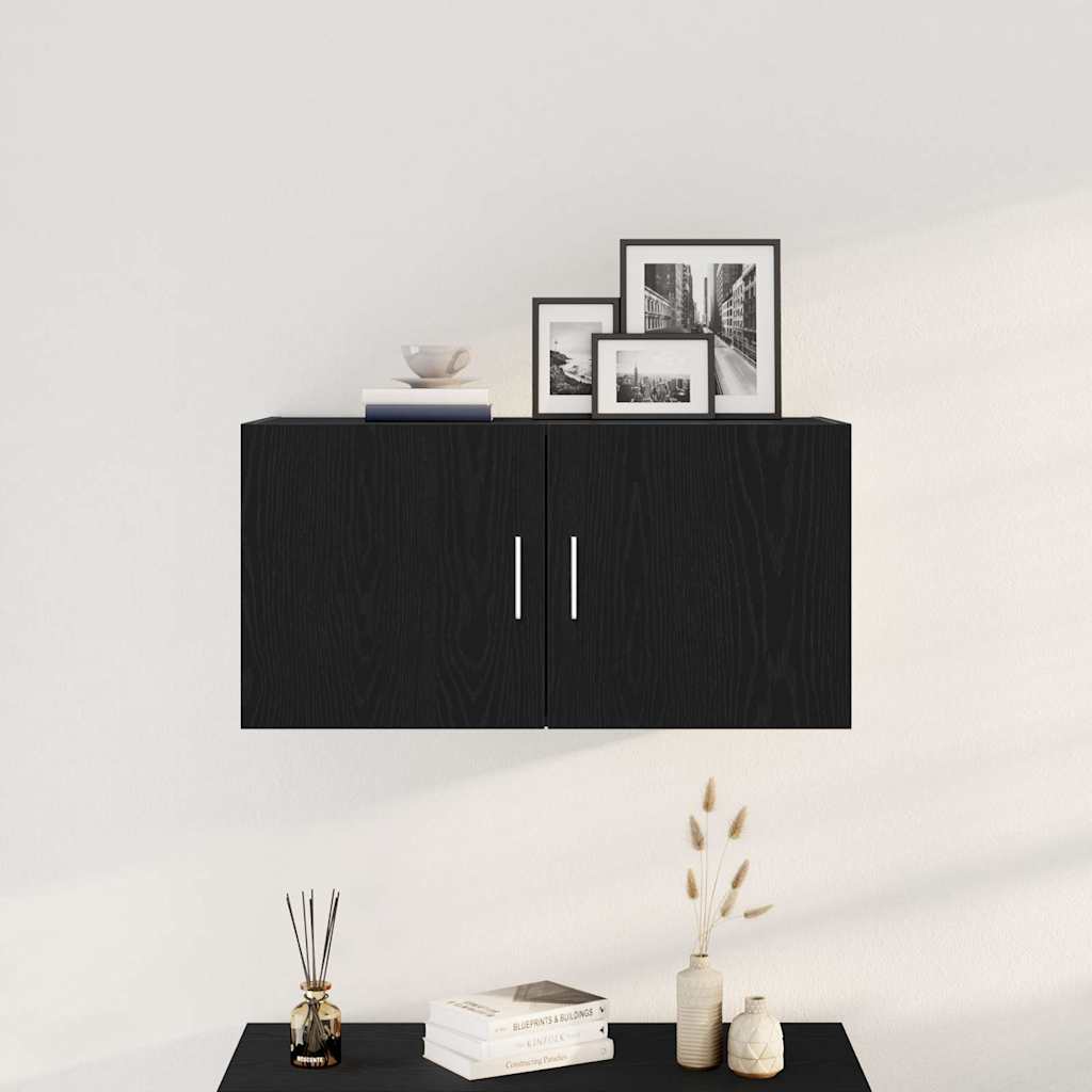 Wandschrank Schwarz Eichen-Optik 80x39x40 cm Holzwerkstoff