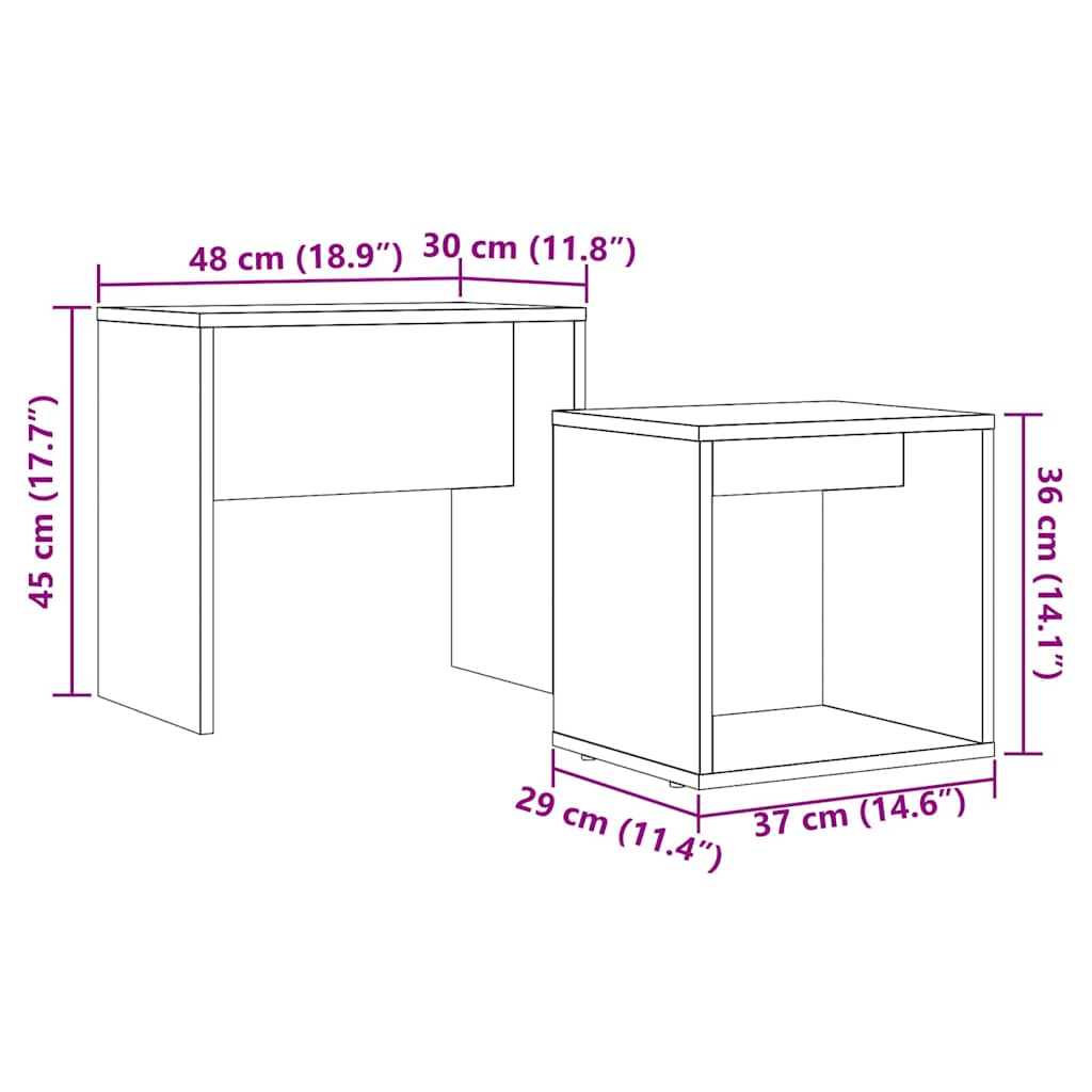 Couchtische 2 Stk. Schwarz Eichen-Optik Holzwerkstoff