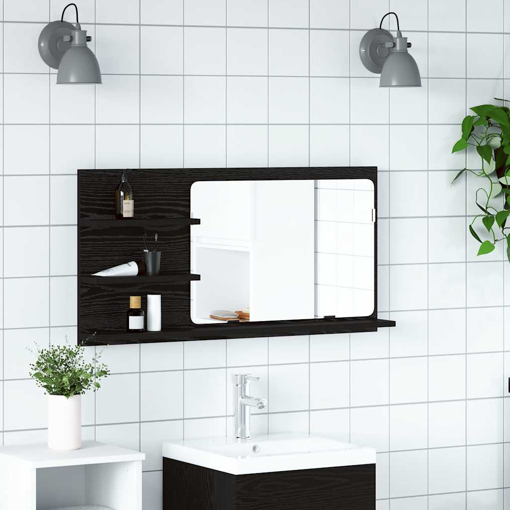 Badezimmer-Spiegelschrank Schwarze Eiche 90 x 11 x 45 cm Holzwerkstoff
