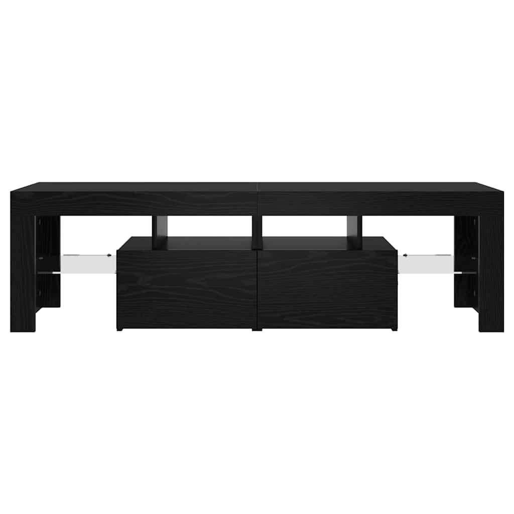 TV-Schrank mit LED-Leuchten Schwarz Eichen-Optik 140x36,5x40 cm