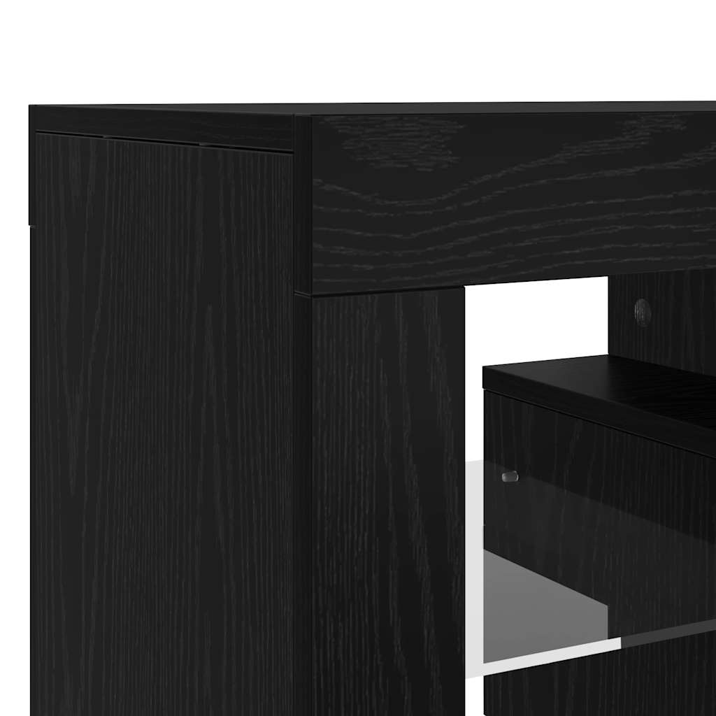 TV-Schrank mit LED-Leuchten Schwarz Eichen-Optik 140x36,5x40 cm