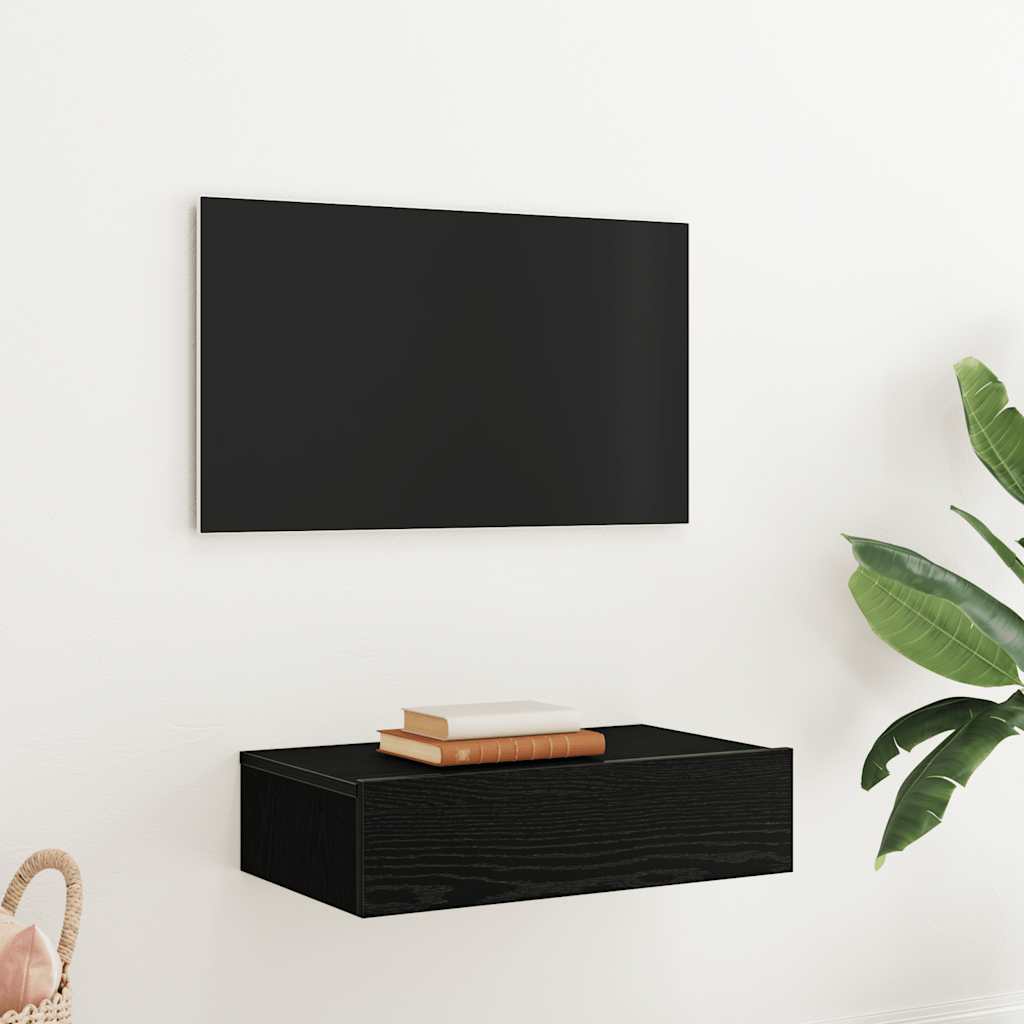 TV-Schrank mit LED-Leuchten Schwarze Eiche 60 x 35 x 15,5 cm