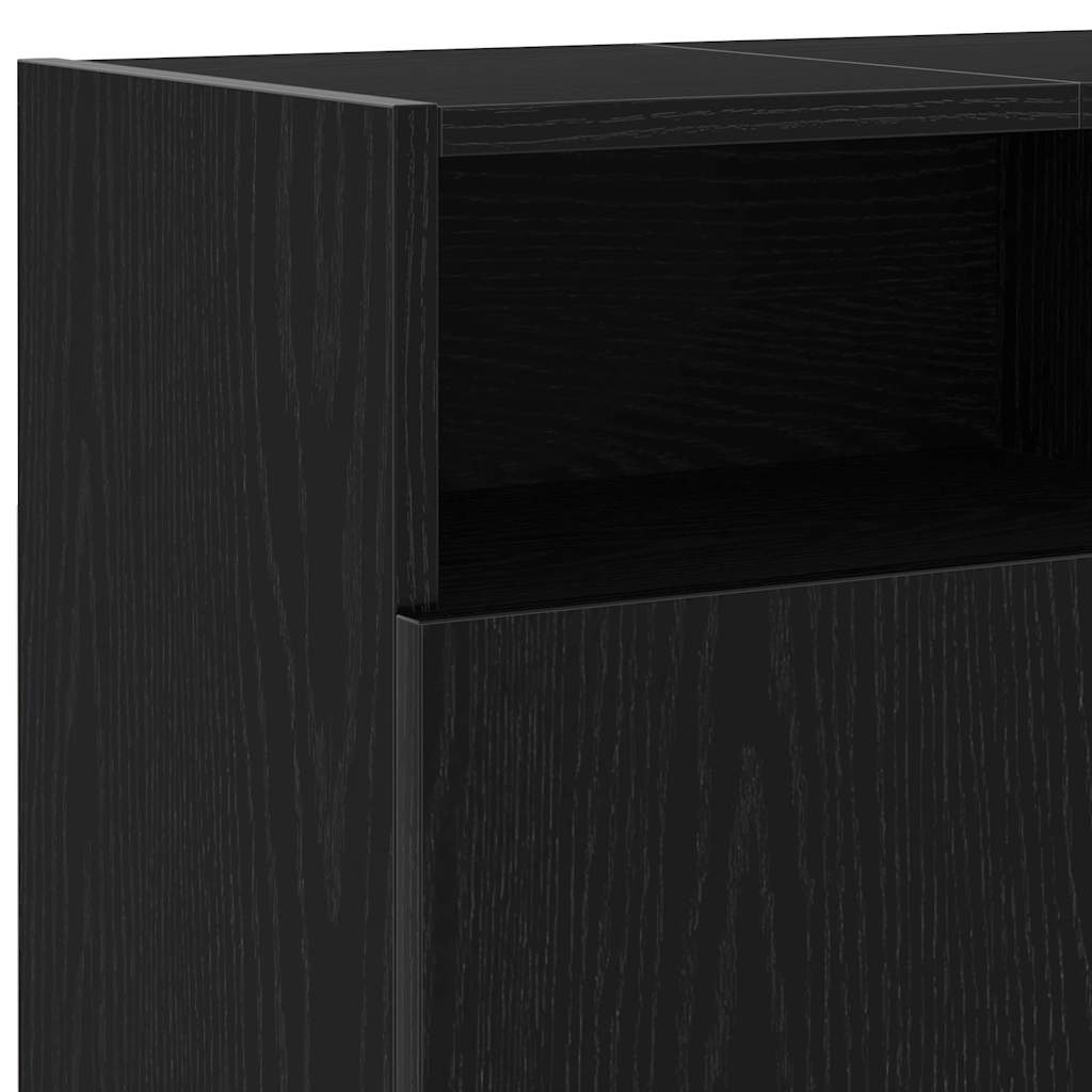TV-Schrank mit LED-Leuchten Schwarz Eichen-Optik 120x30x50 cm