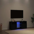 TV-Schrank mit LED-Leuchten Schwarz Eichen-Optik 120x30x50 cm