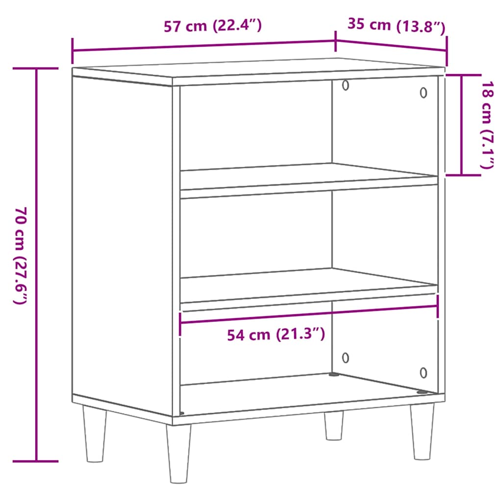 Sideboard Schwarz Eichen-Optik 57 x 35 x 70 cm Holzwerkstoff