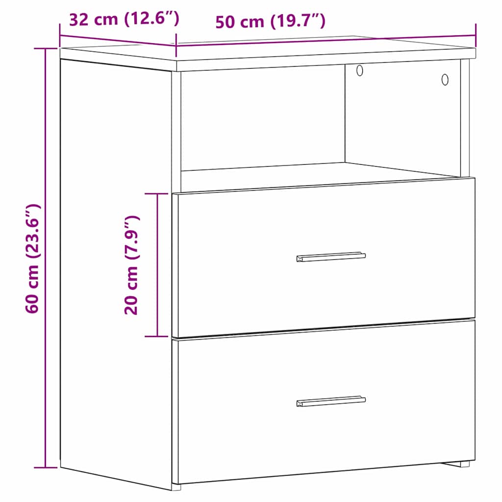 Nachttisch Schwarz Eichen-Optik 50 x 32 x 60 cm Holzwerkstoff
