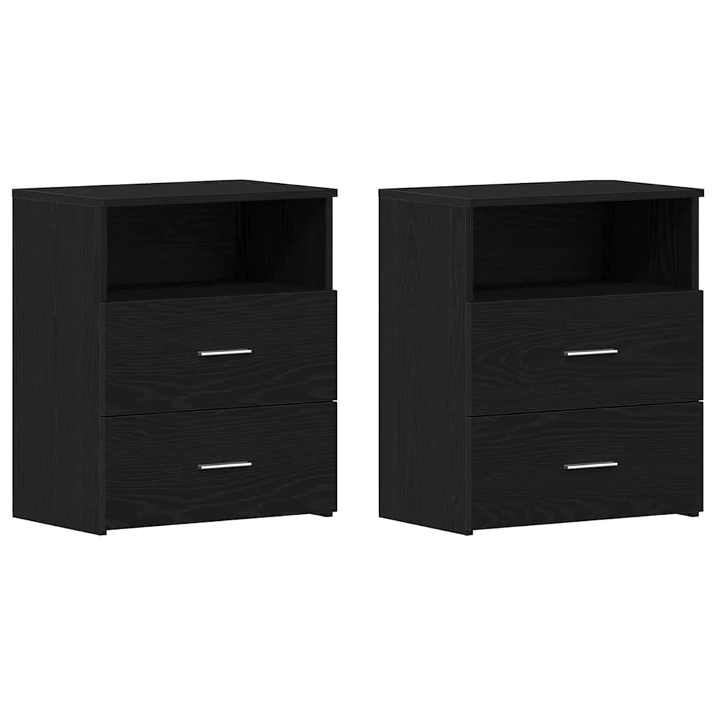 Nachttisch 2 pcs Schwarz Eichen-Optik 50 x 32 x 60 cm