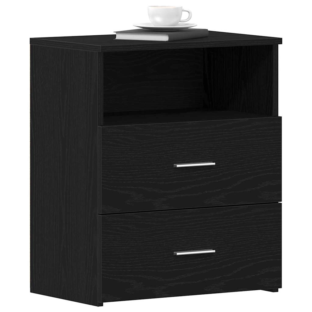 Nachttisch 2 pcs Schwarz Eichen-Optik 50 x 32 x 60 cm