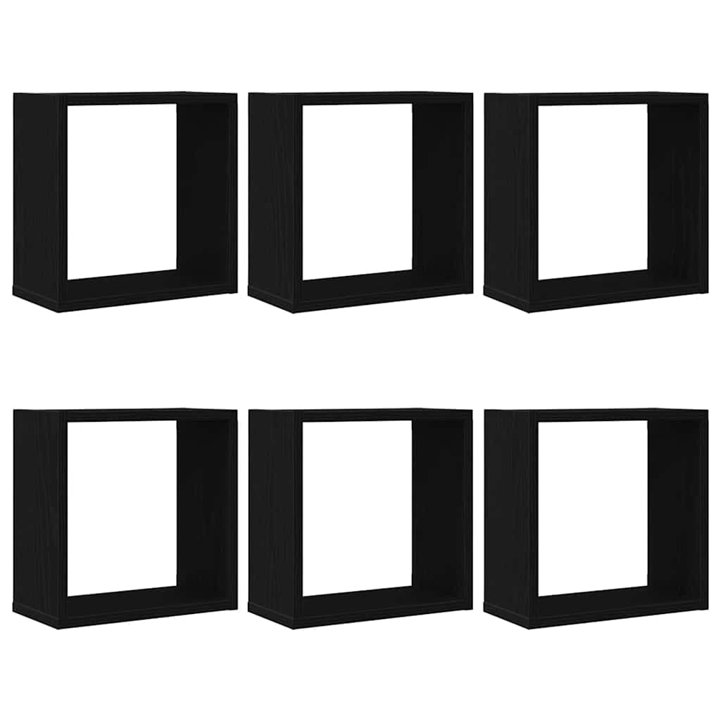 Würfel-Wandregale 6 Stk. Schwarz Eichen-Optik 30x15x30 cm