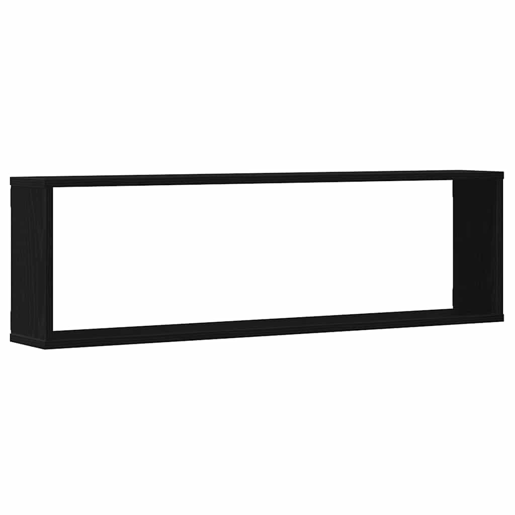 Würfelregale 2 Stk. Schwarz Eichen-Optik 100x15x30 cm
