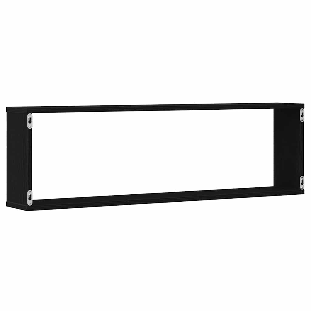Würfelregale 2 Stk. Schwarz Eichen-Optik 100x15x30 cm
