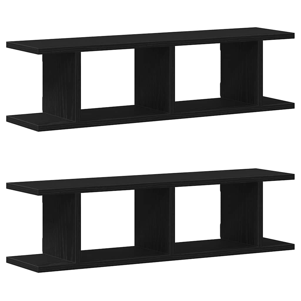Wandregale 2 Stk. Schwarz Eichen-Optik 75x18x20cm Holzwerkstoff