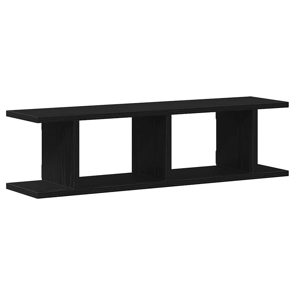 Wandregale 2 Stk. Schwarz Eichen-Optik 75x18x20cm Holzwerkstoff