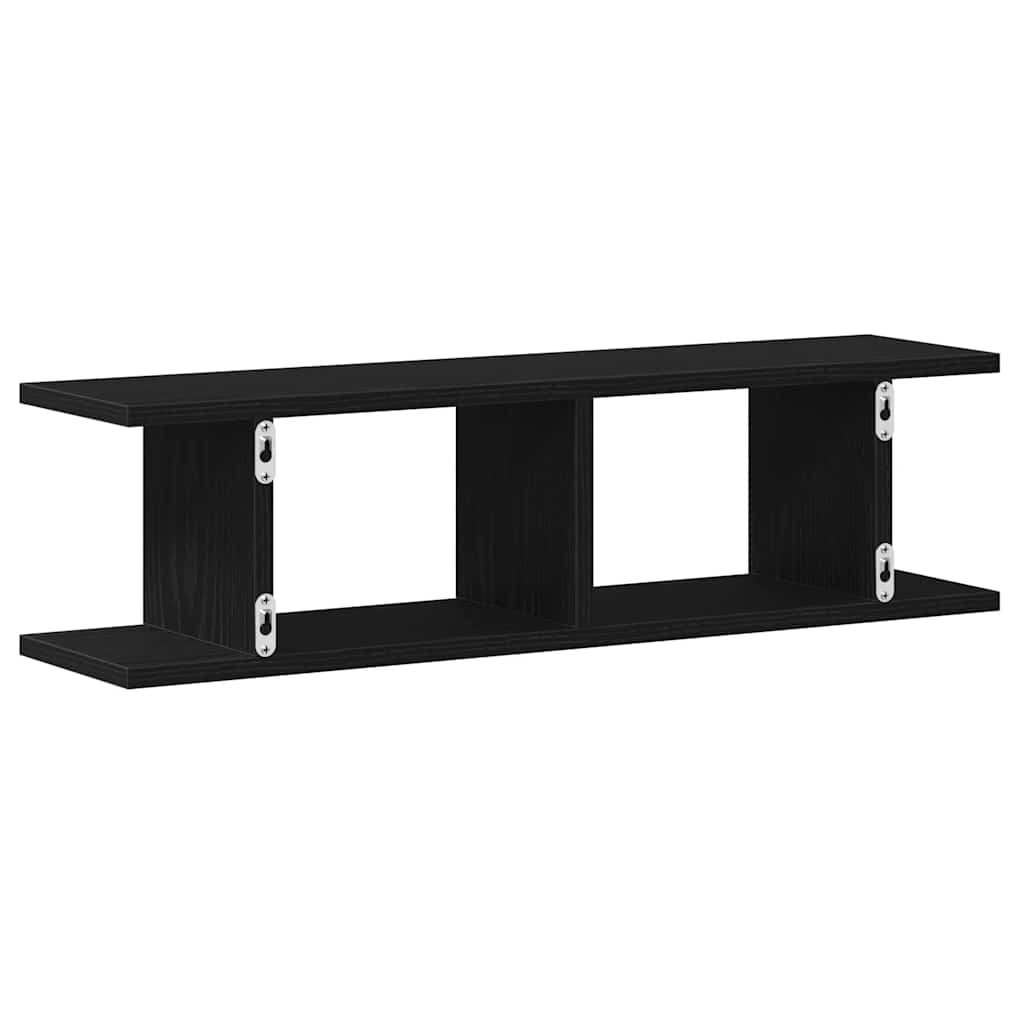 Wandregale 2 Stk. Schwarz Eichen-Optik 75x18x20cm Holzwerkstoff