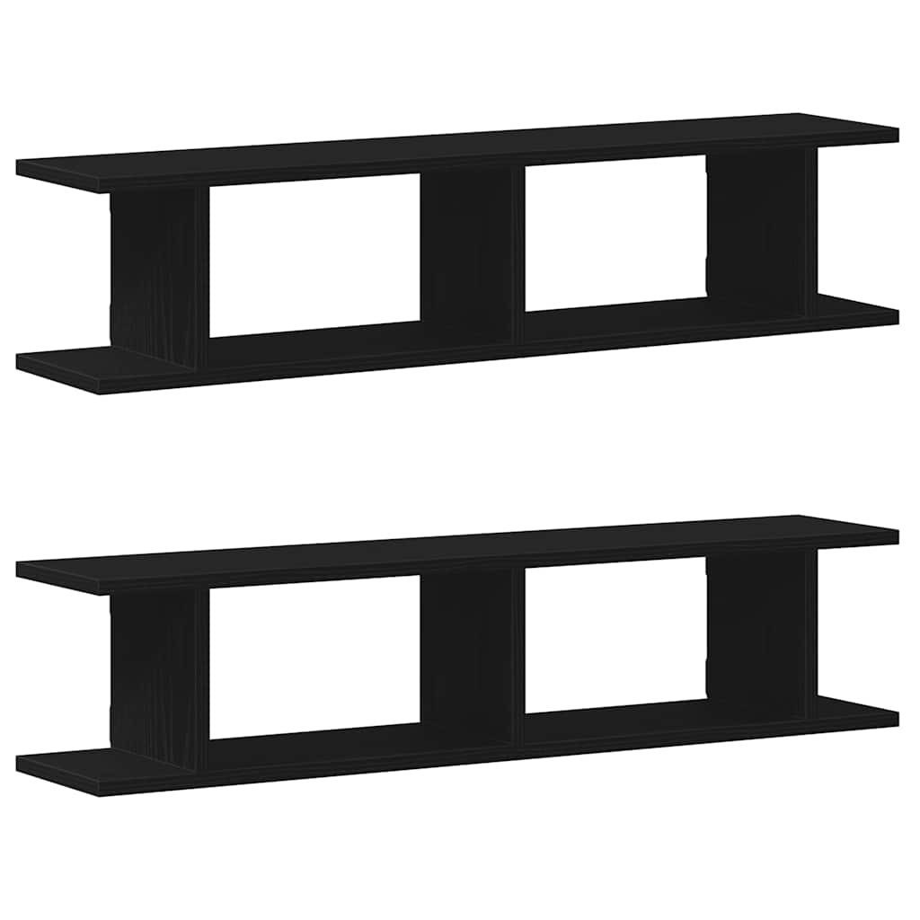 Wandregale 2 Stk. Schwarz Eichen-Optik 90x18x20cm Holzwerkstoff