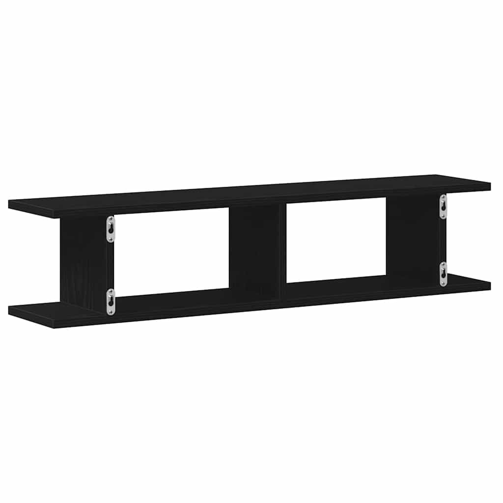 Wandregale 2 Stk. Schwarz Eichen-Optik 90x18x20cm Holzwerkstoff